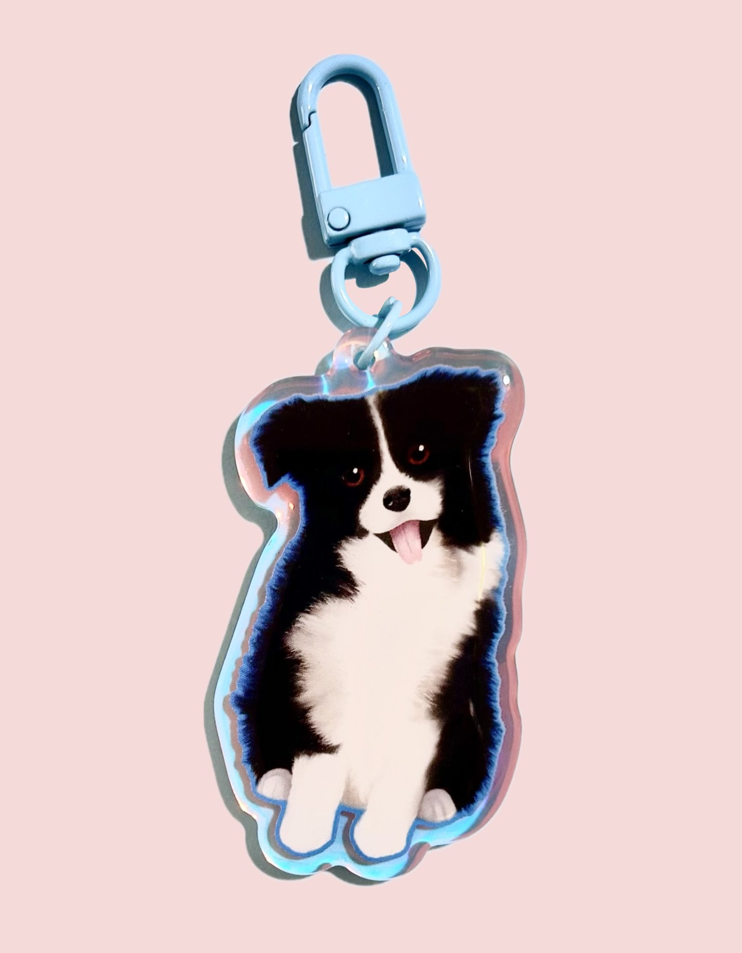 Happy Border Collie Keychain