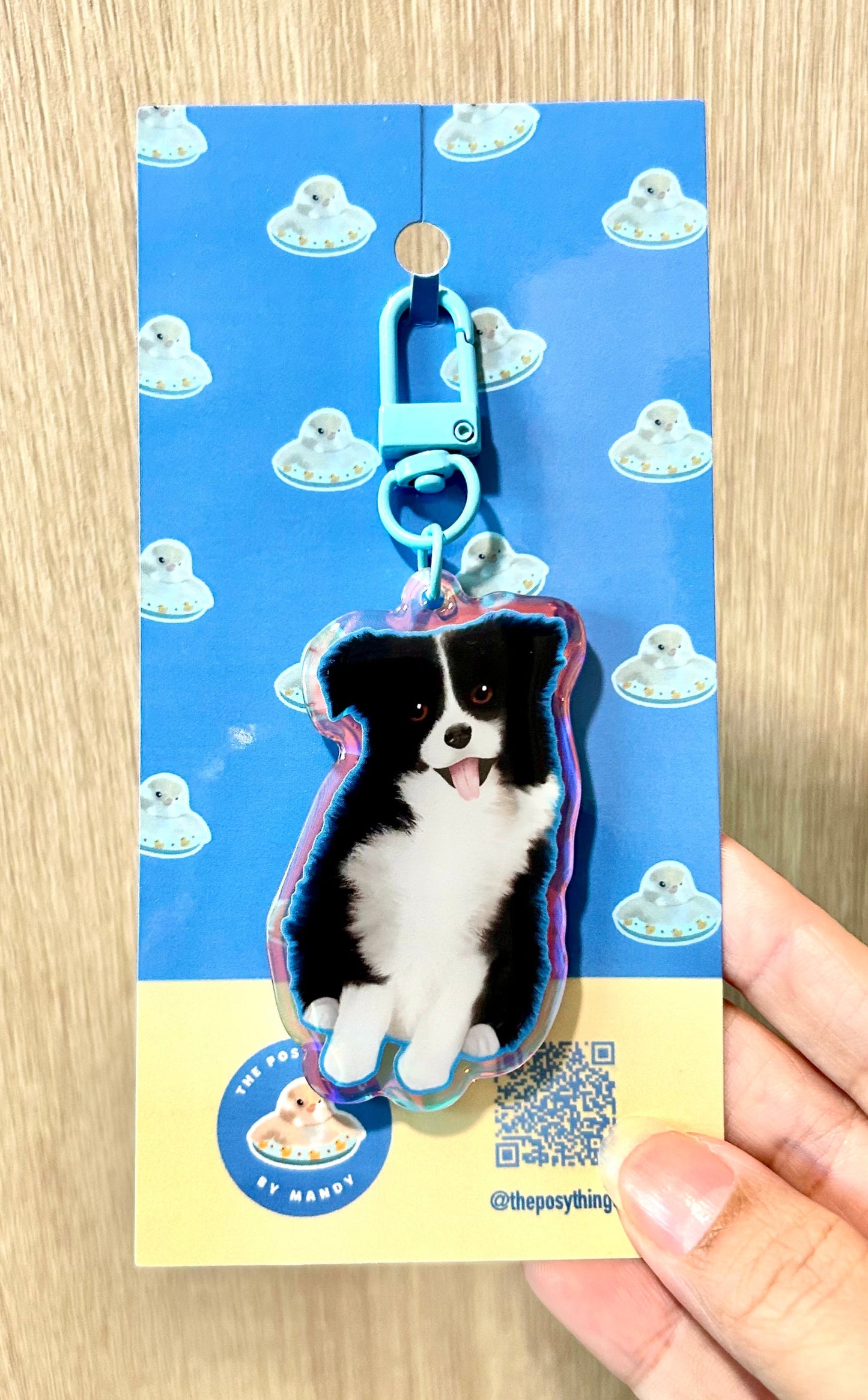 Happy Border Collie Keychain