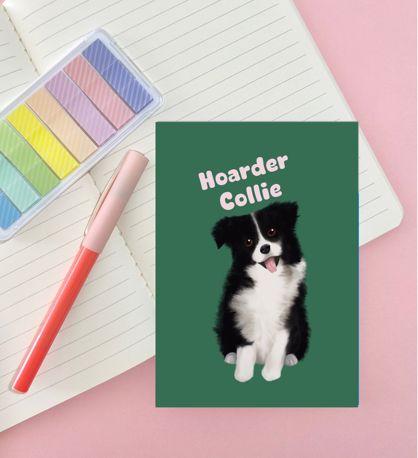 Hoarder Collie Art Print / Postcard