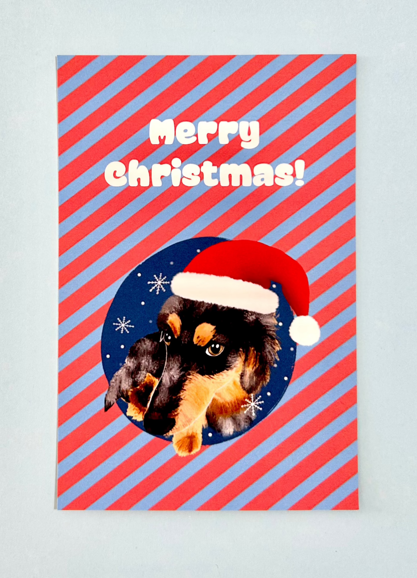 Merry Christmas With Dachshund Art Print / Postcard