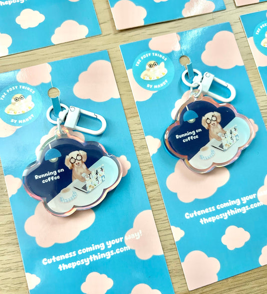 Running On Coffee Keychain