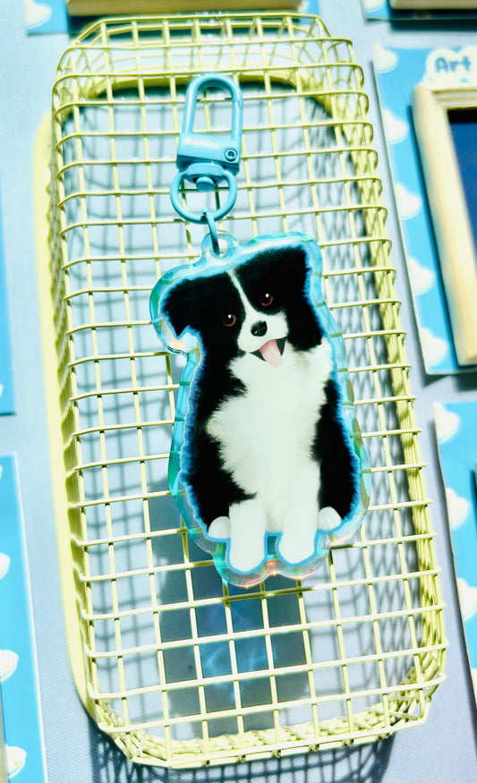 Happy Border Collie Keychain