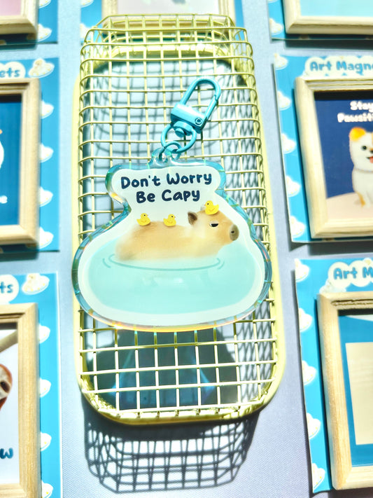 Don't Worry, Be Capy Keychain