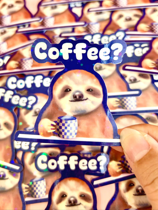 Coffee Sparkly Vinyl Sticker