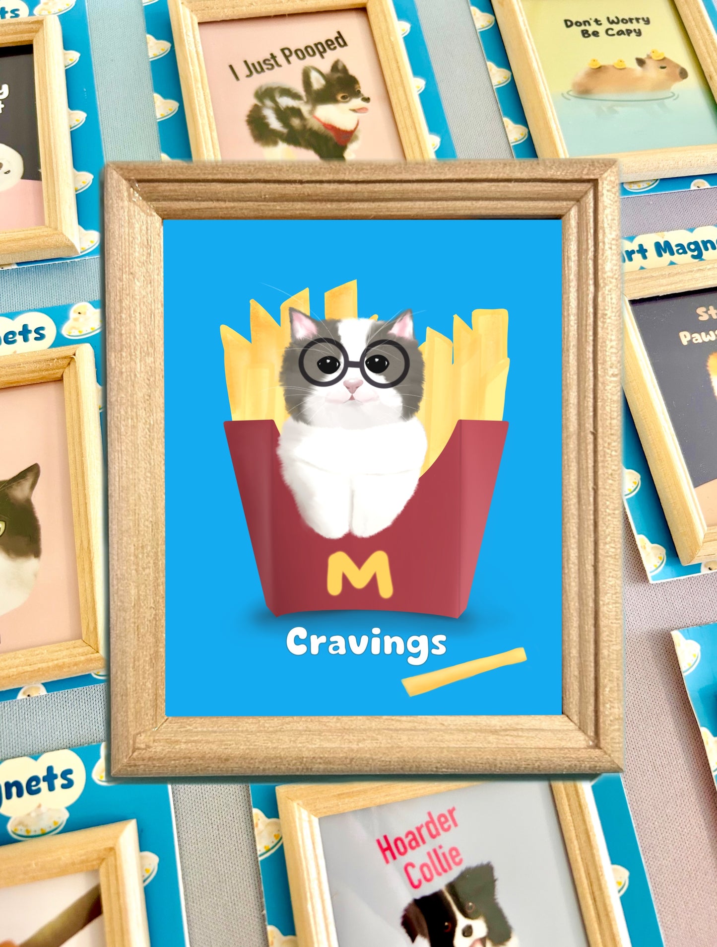 Cat & Fries Art Magnet
