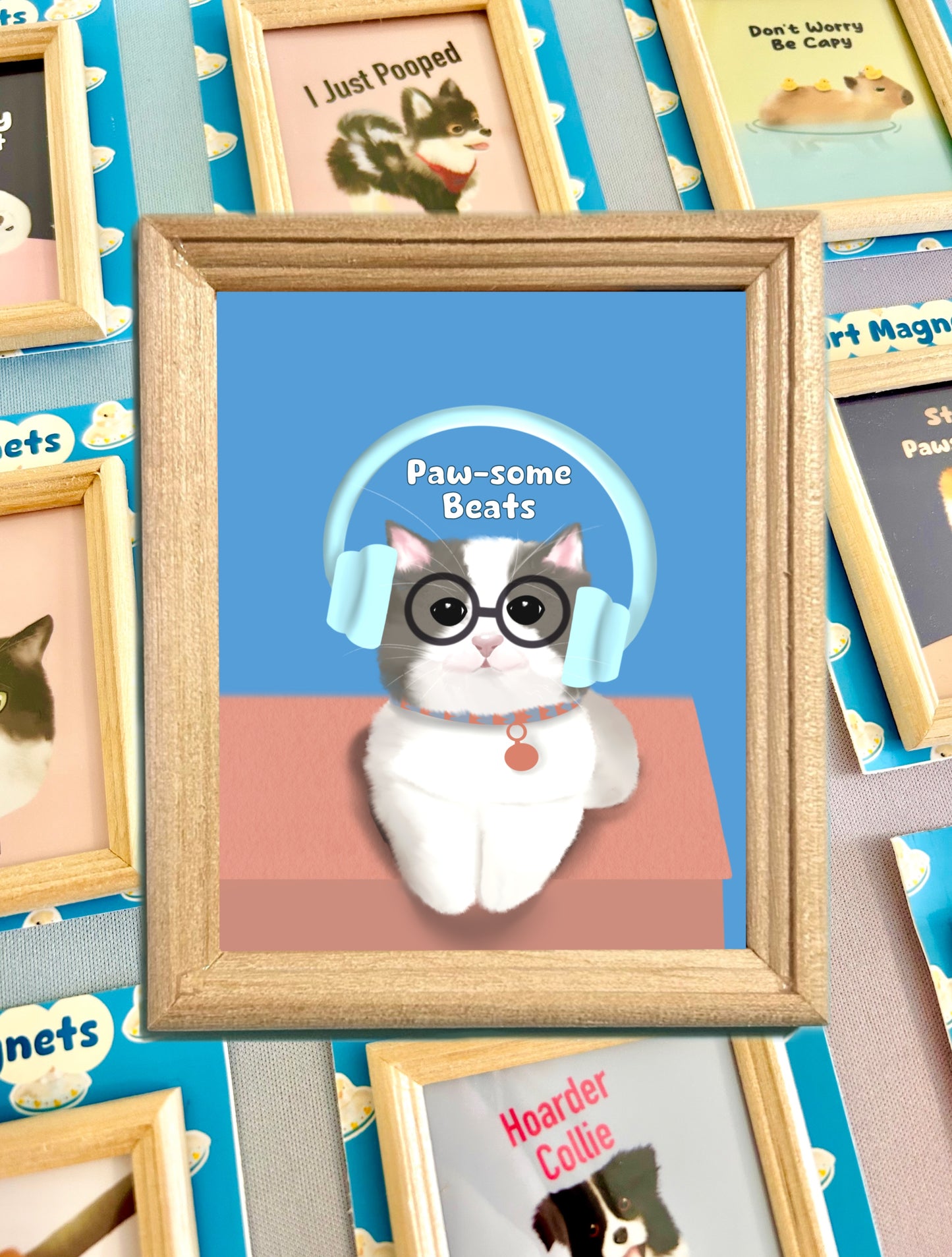 Paw-some Beats Cat Art Magnet