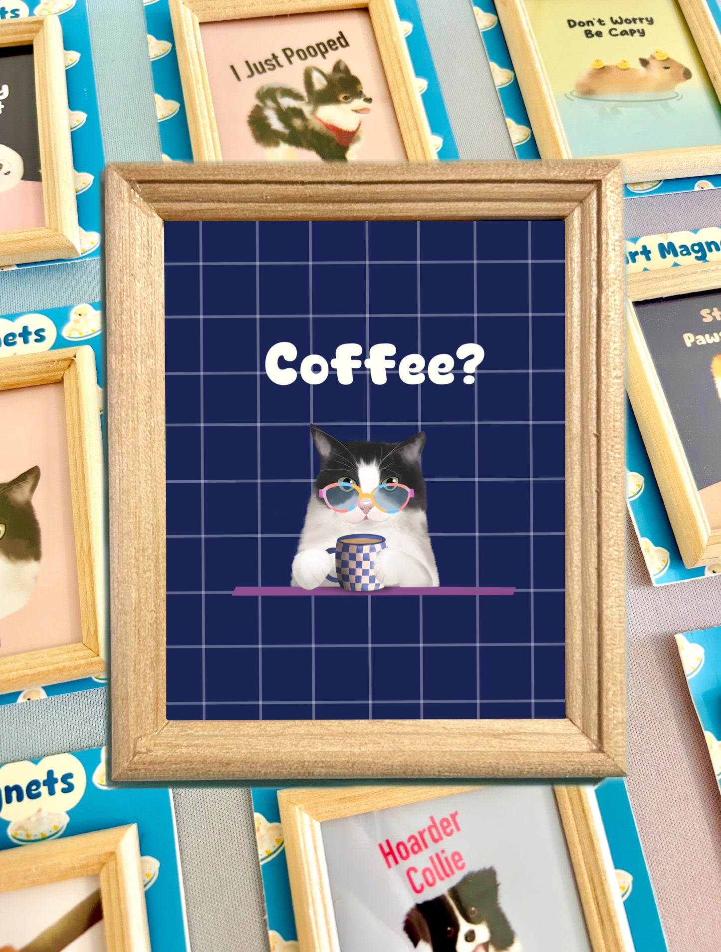 Coffee Cat Art Magnet