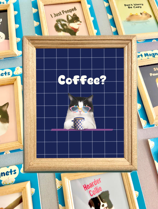 Coffee Cat Art Magnet