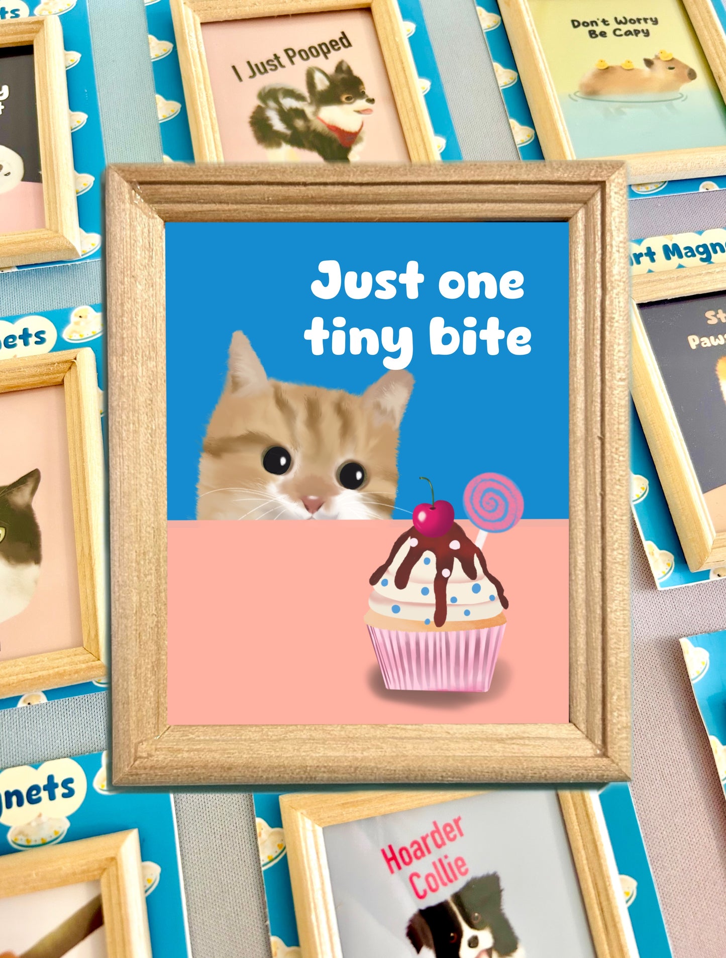 Just One Tiny Bite Cat Art Magnet