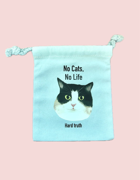 No Cats, No Life Drawstring Pouch